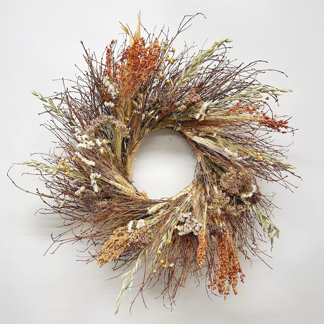 VanCortlandt Farms Natural Dried Flower Handmade Nature Grains Wreath | Etsy (Global)