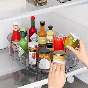 Lazy Susan Organizer for Refrigerator, 13" x 8.5" Clear Rectangular Fridge Organizer Turntable fo... | Amazon (US)