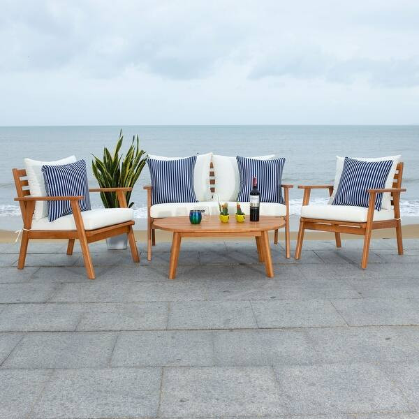 SAFAVIEH Outdoor Deacon 4-piece Conversation Patio Set | Bed Bath & Beyond