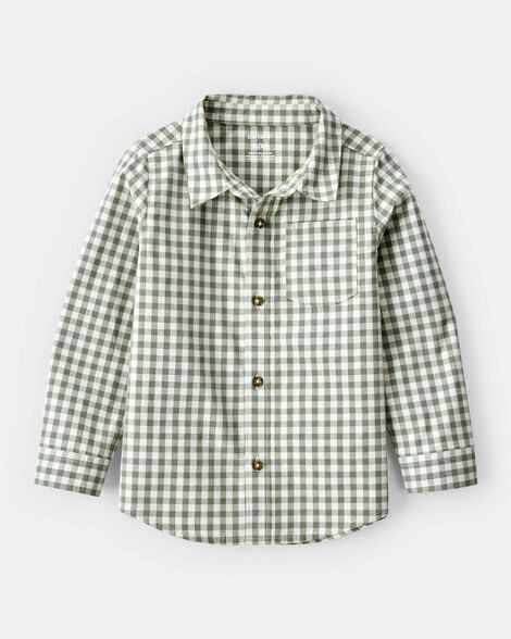 Toddler Boy Long-Sleeve Plaid Button Down Shirt - Green | Carter's Inc