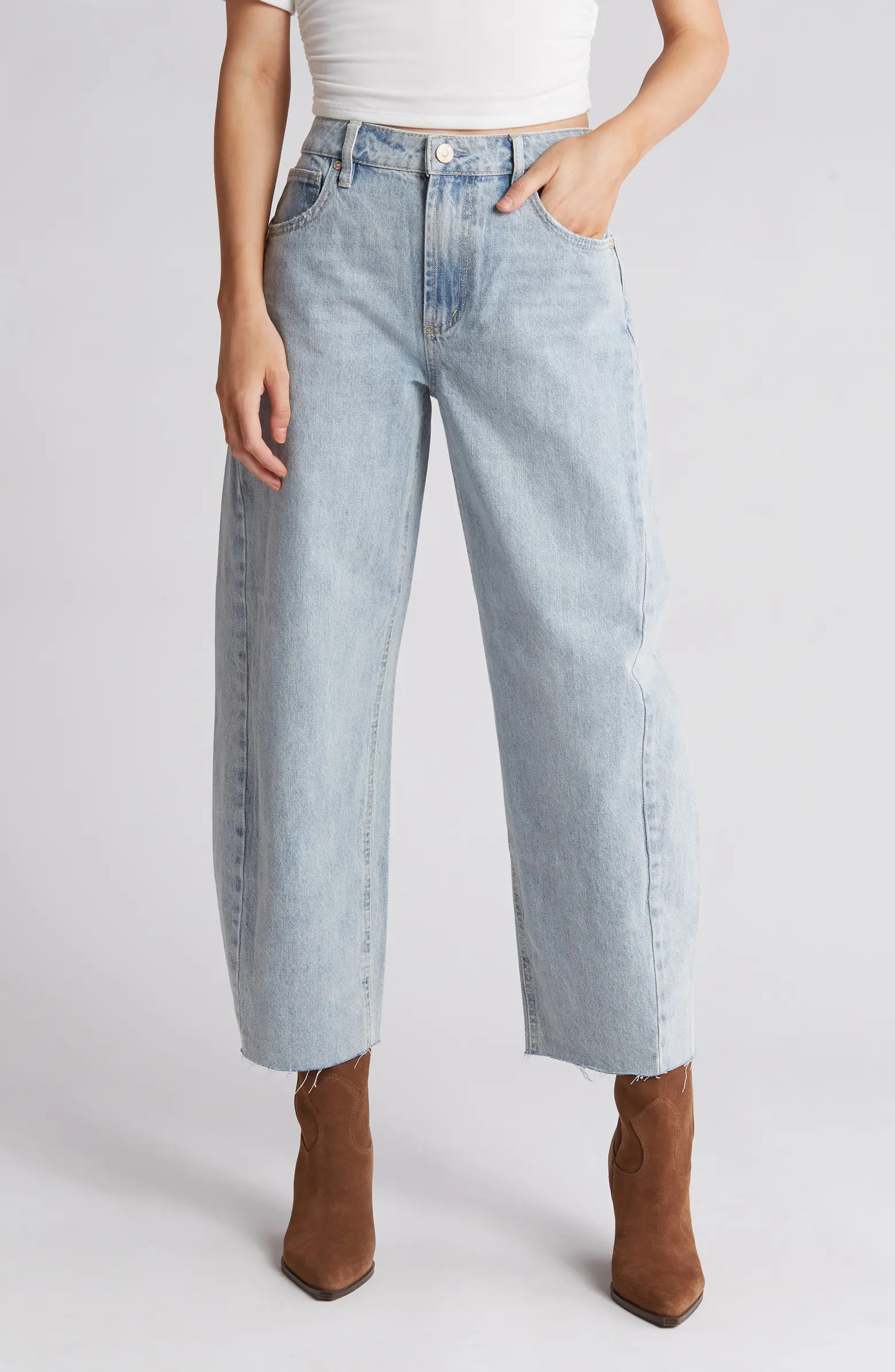 Barrel Fray Hem Jeans | Nordstrom Rack