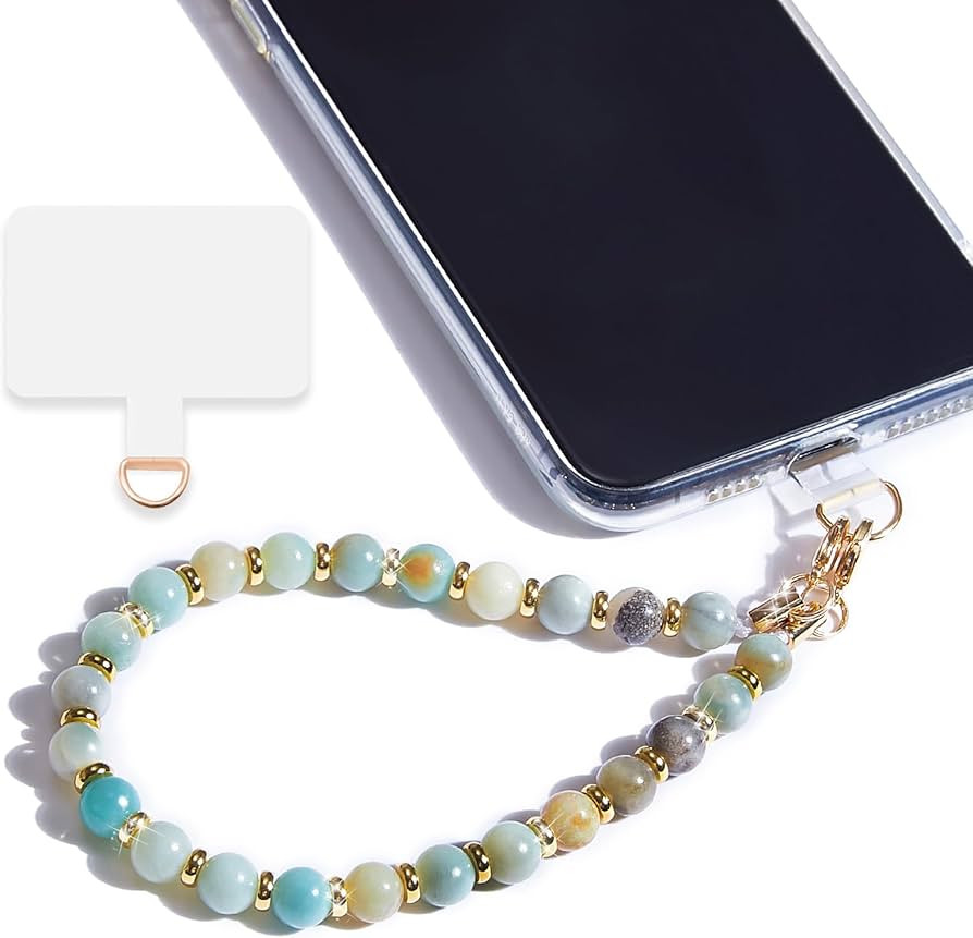 Marble Beaded iPhone Wrist Strap,Detachable Phone Bracelet Strap with Tether Tab,Hands-Free Phone... | Amazon (US)
