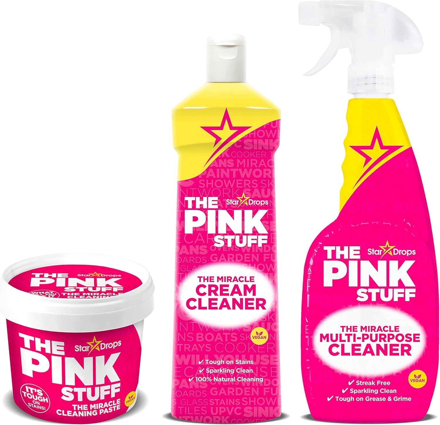 Stardrops - The Pink Stuff Miracle Cleaning Paste, Multi-Purpose Spray, And Cream Cleaner 3-Pack ... | Amazon (US)