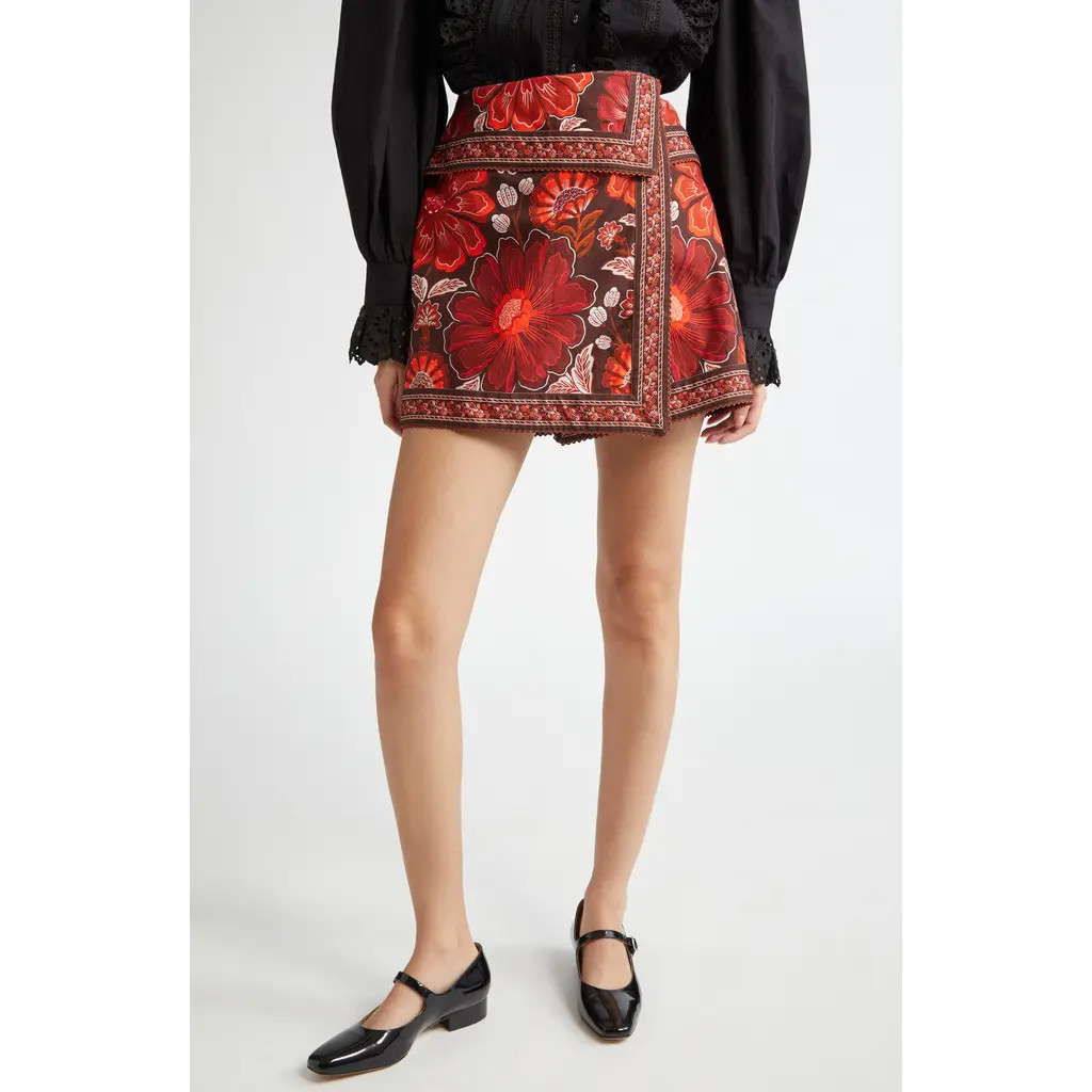 FARM Rio Gigi Tapestry Miniskirt in Gigi Tapestry Brown at Nordstrom, Size 25 | Nordstrom