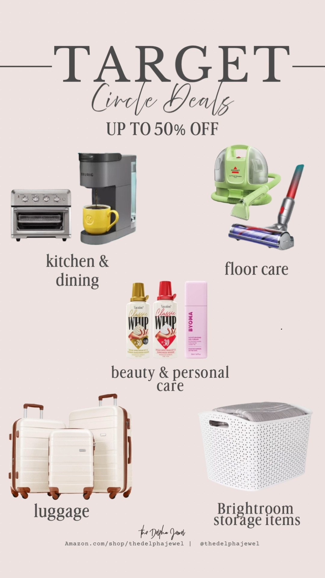 @Target  circle deals are here! Up to 50% off today's top deals include kitchen & dining, floor care, luggage and Brightroom storage items ‼️

#LTKSaleAlert #LTKKids #LTKHome