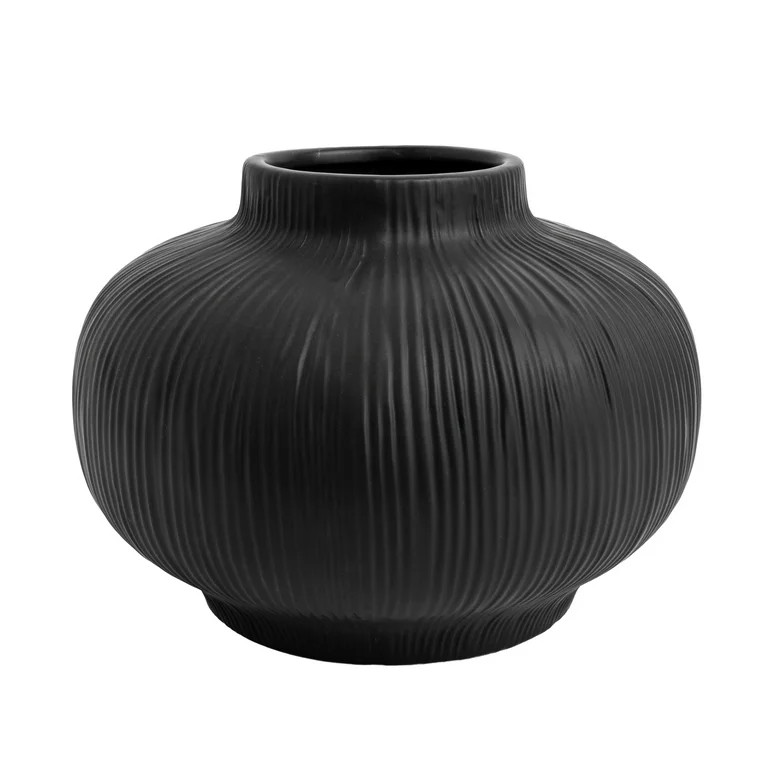 Better Homes & Gardens Soft Curve Black Ceramic Decorative Vase, 6" | Walmart (US)