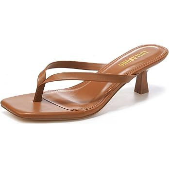 LULLASONG Women's Kitten Heels Sandals Square Open Toe Flip Flop Heels 1.8-2 Inch Heeled Sandals ... | Amazon (US)