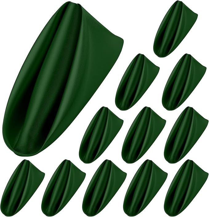 ANECO 12 Pieces Satin Napkins Soft Dinner Napkins Square Table Napkins 17 x 17 Inches for Restaur... | Amazon (US)