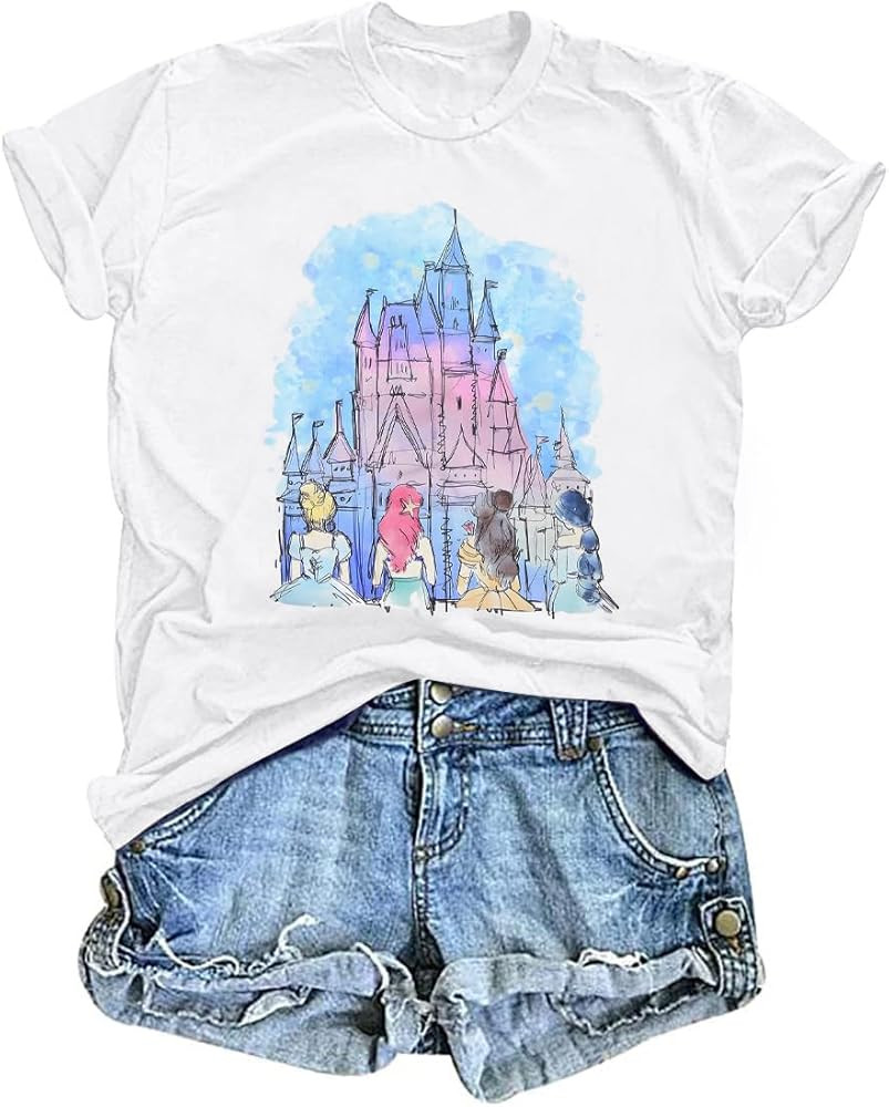 Magic Kingdom Shirts Castle T Shirts for Women Princess Castle Shirt Funny Vacation Trip Tee Casu... | Amazon (US)