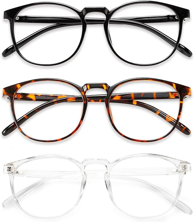 Przene 3 Pack Blue Light Blocking Glasses Women/Men,Retro Round Computer Glasses Anti Eye Strain/... | Amazon (US)