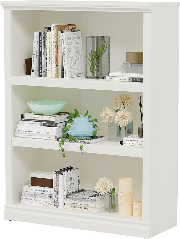 43 in Tall Bookcase, 3-Tier Bookshelf Open Storage, 33 inch Wide Floor Standing Indoor Furniture,... | Amazon (US)
