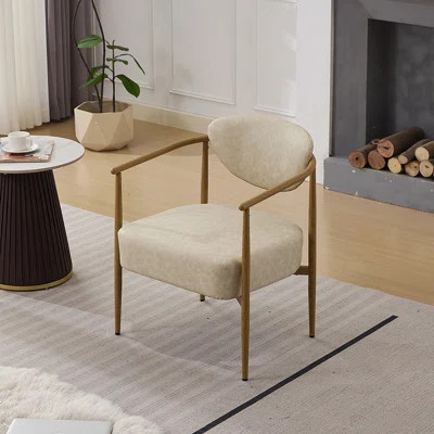 Beige PU color dining room chair, living room chair, bedroom chair, PU with foam back and seat,soft and comfortable seating, metal frame with water tr | Wayfair North America