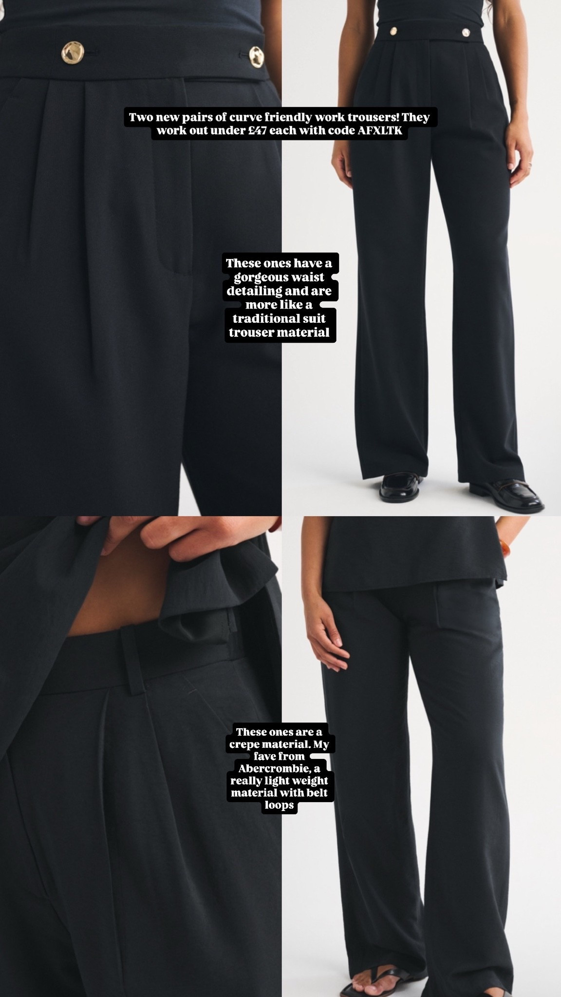 New curve friendly black tailored trousers

#LTKmodest #LTKworkwear