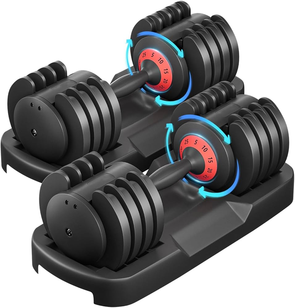 Adjustable Dumbbells,Adjustable Dumbbell Set, 5 in 1 Free Weight Dumbbell,Fast Adjust Weight with... | Amazon (US)