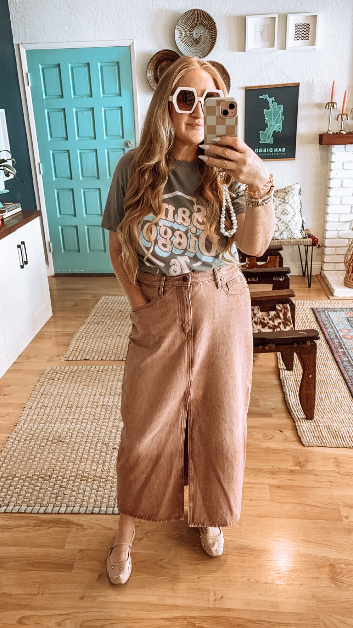 Casual Jean skirt graphic tee summer outfit ☀️💕

Denim skirt, Jean skirt, denim maxi skirt, graphic tee, girly style, mesh flats, mesh ballet flats, Mary Janes, ootd, casual outfit, mom style 

#LTKstyletip #LTKover40 #LTKfindsunder50