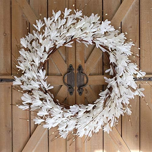 Bibelot 20inch Artificial Forsythia Flower Wreath Spring Summer Fall Wreath Silk Leaves Wreath for F | Amazon (US)
