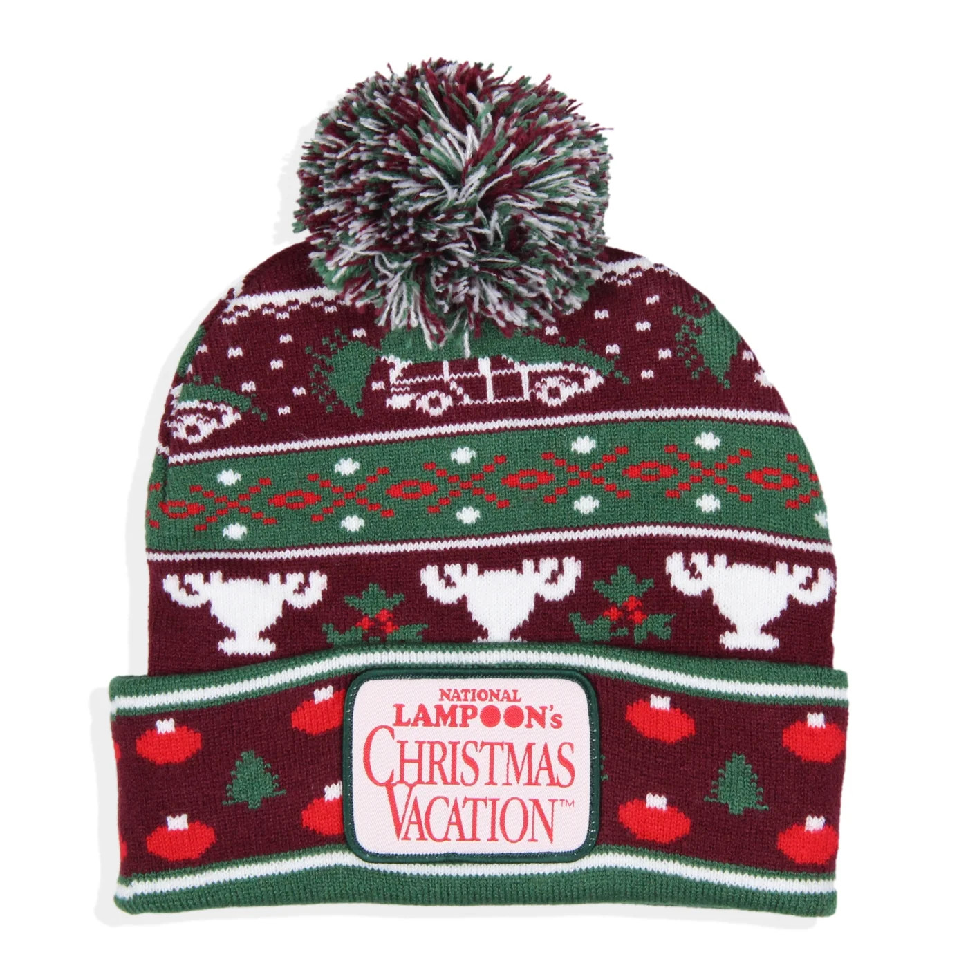 National Lampoon's Christmas Vacation Fair Isle Cuffed Pom Beanie Hat | Walmart (US)