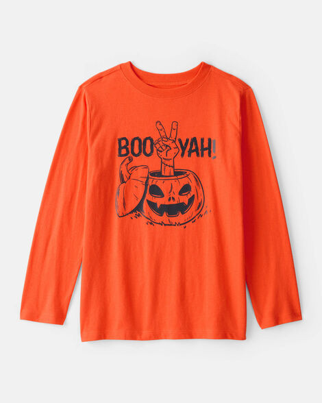 Boys Halloween Boo Yah Long-Sleeve Graphic Tee - Orange | Carter's Inc