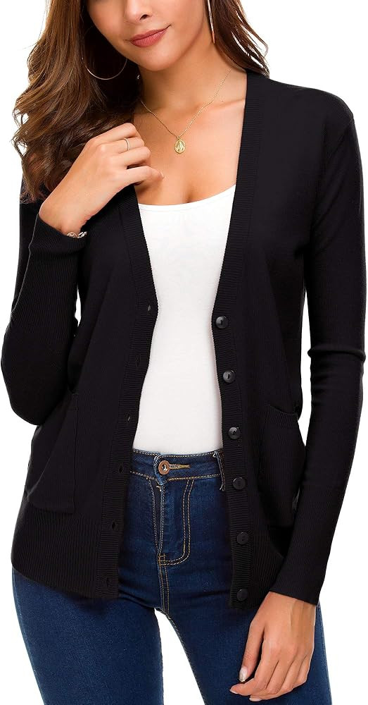 Women's Front Cardigan Button Down Knitted Sweater Coat with Pockets | Amazon (US)