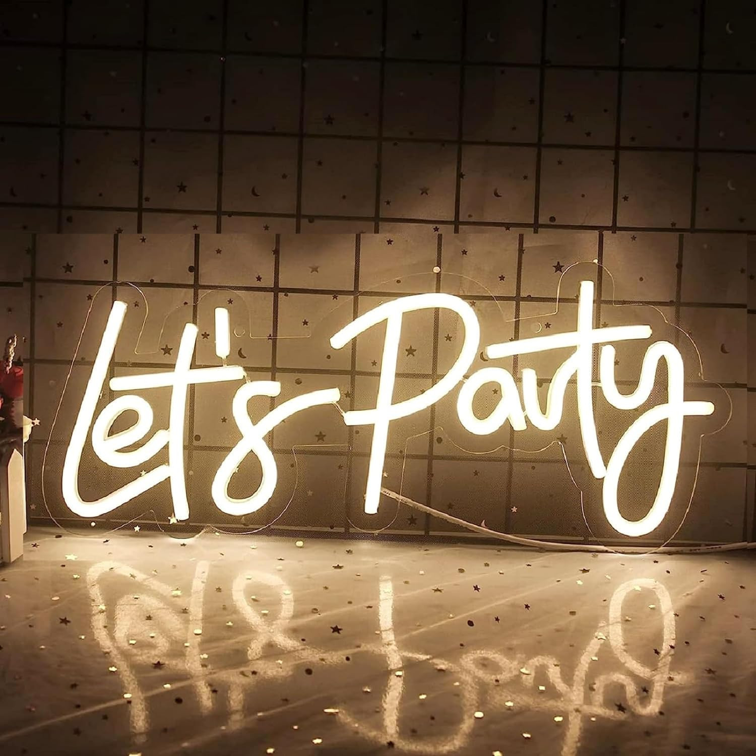 Let's Party Neon Sign USB Powered, Happy Birthday Led Sign, Lets Party Light Up Sign for Wall Dec... | Amazon (US)