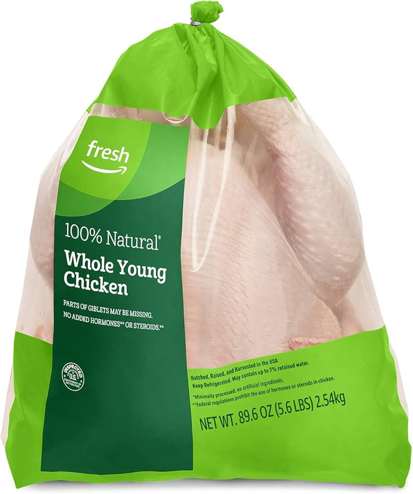 Amazon Fresh Brand, Whole Chicken, 100% Natural, Bone In Skin On, 5.6 Lb | Amazon (US)