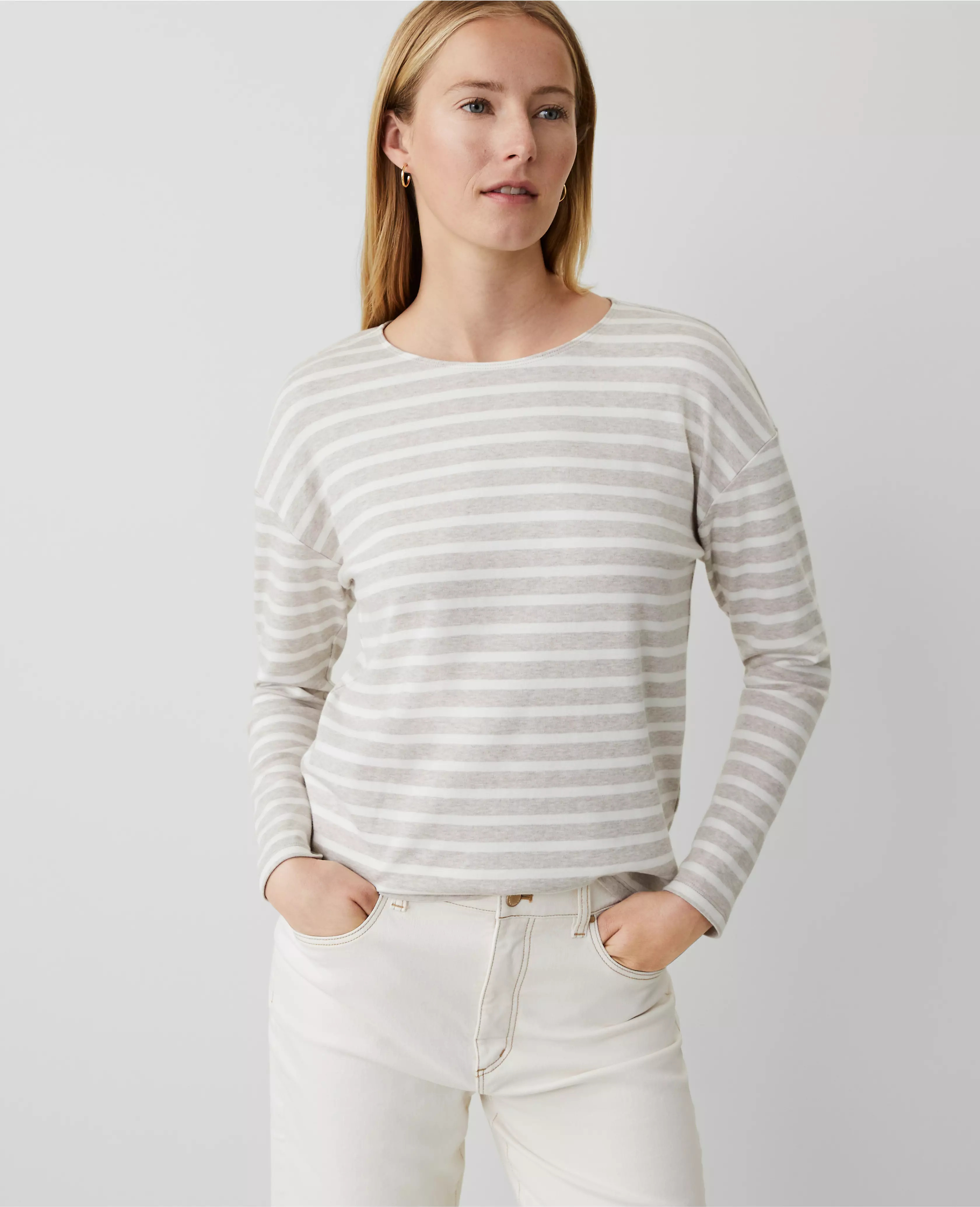 AT Weekend Striped Drop Shoulder Tee | Ann Taylor (US)