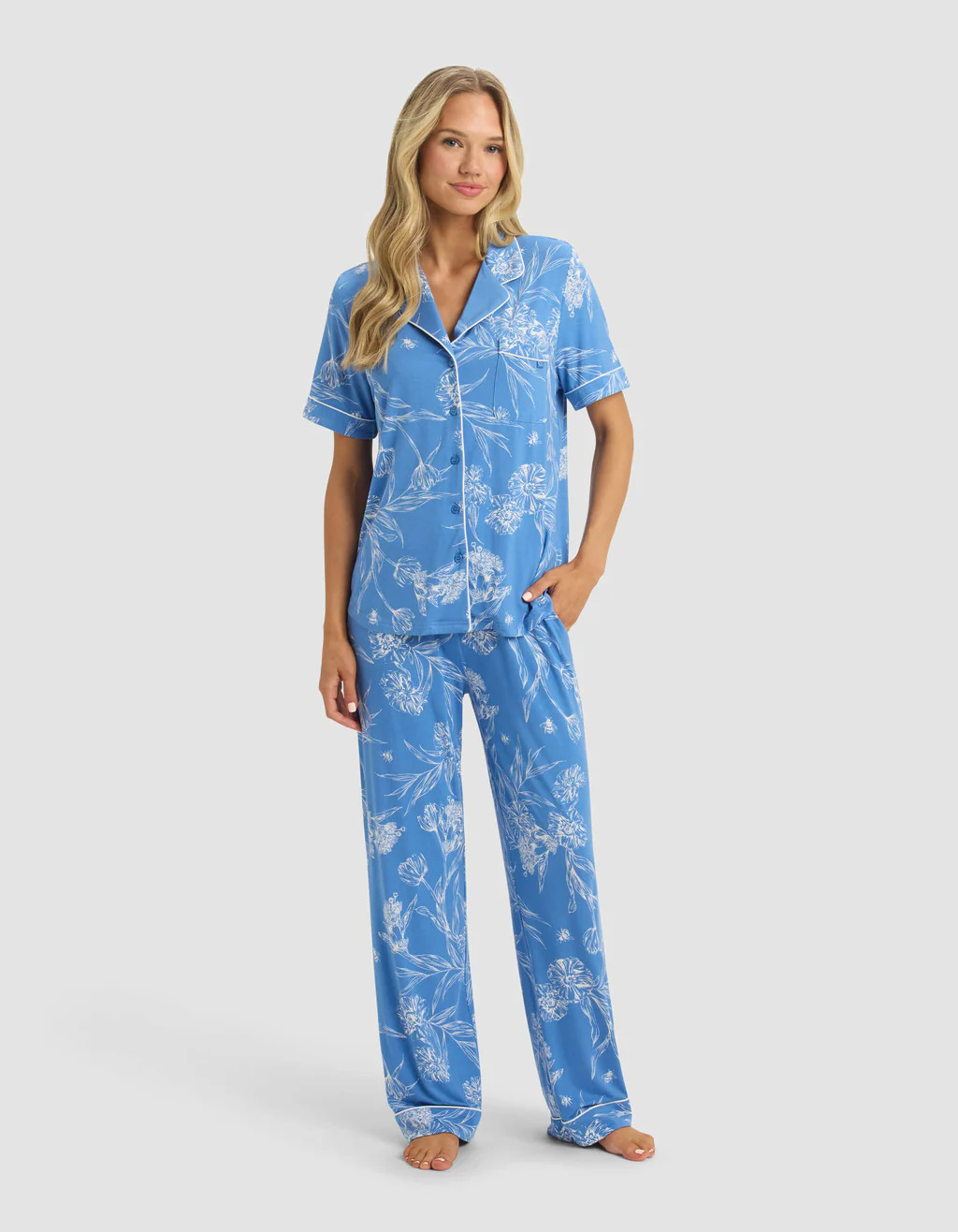 Women's Bamboo Stretch-Knit Short Sleeve & Pant Pajama Set | Cozy Earth