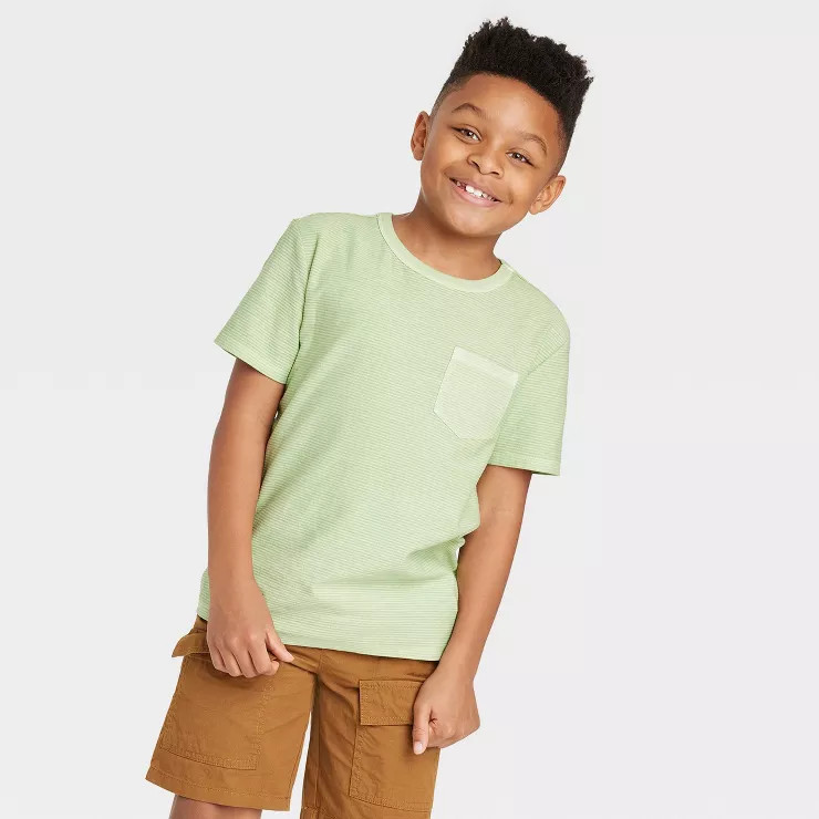 Boys' Short Sleeve Textured Striped T-Shirt - Cat & Jack™ | Target