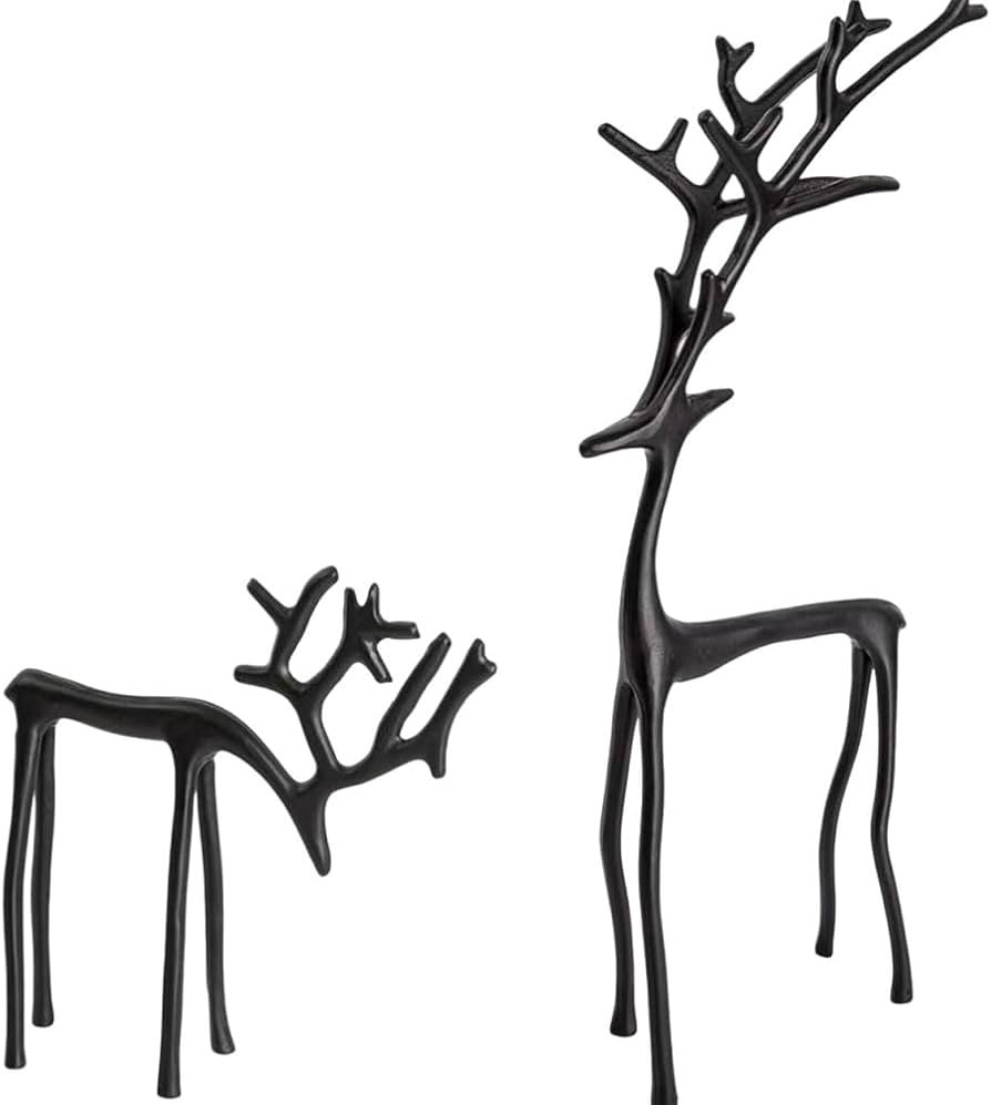 Black Reindeer Statue - Small Alloy Deer Sculpture Christmas Figurine - Modern Elegant Holiday De... | Amazon (US)
