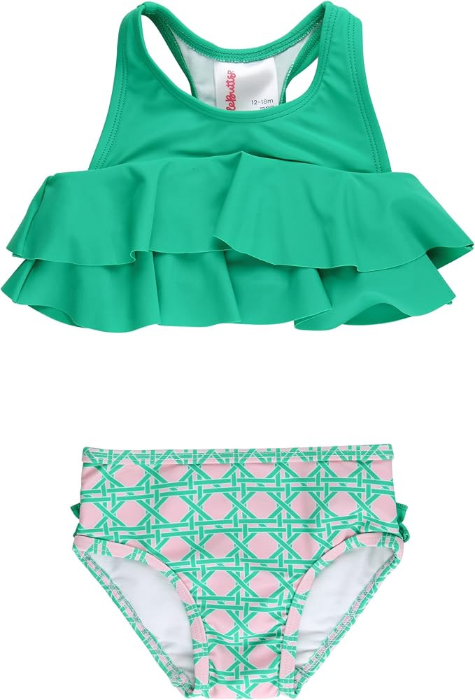 RuffleButts Girls UPF50+ Sun Protection Flounce Bikini Two Piece Swimsuit | Amazon (US)