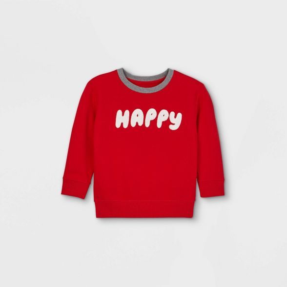 Toddler Boys' Valentine's Day Happy Fleece Pullover Sweatshirt with Elbow Patches - Cat & Jack™... | Target