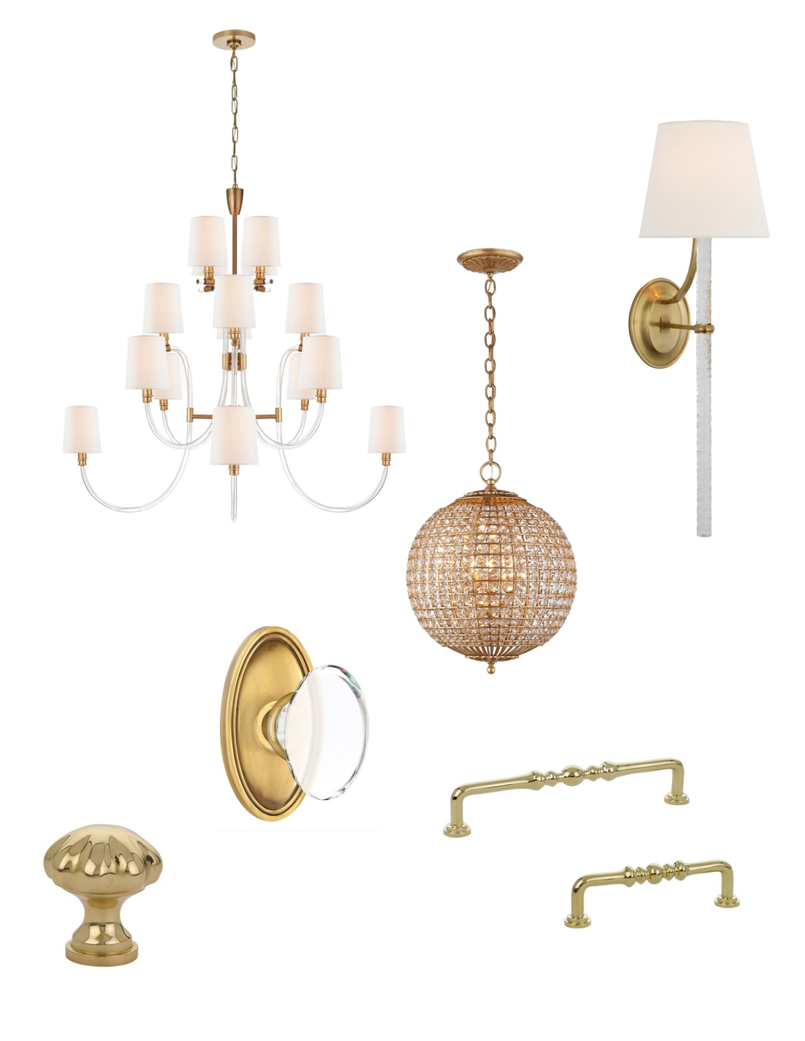 Lighting & hardware from my new bathroom! Beautiful, elegant, brass gold fixtures. Cabinet knobs and pulls. Chandeliers and wall sconces 

#LTKhome