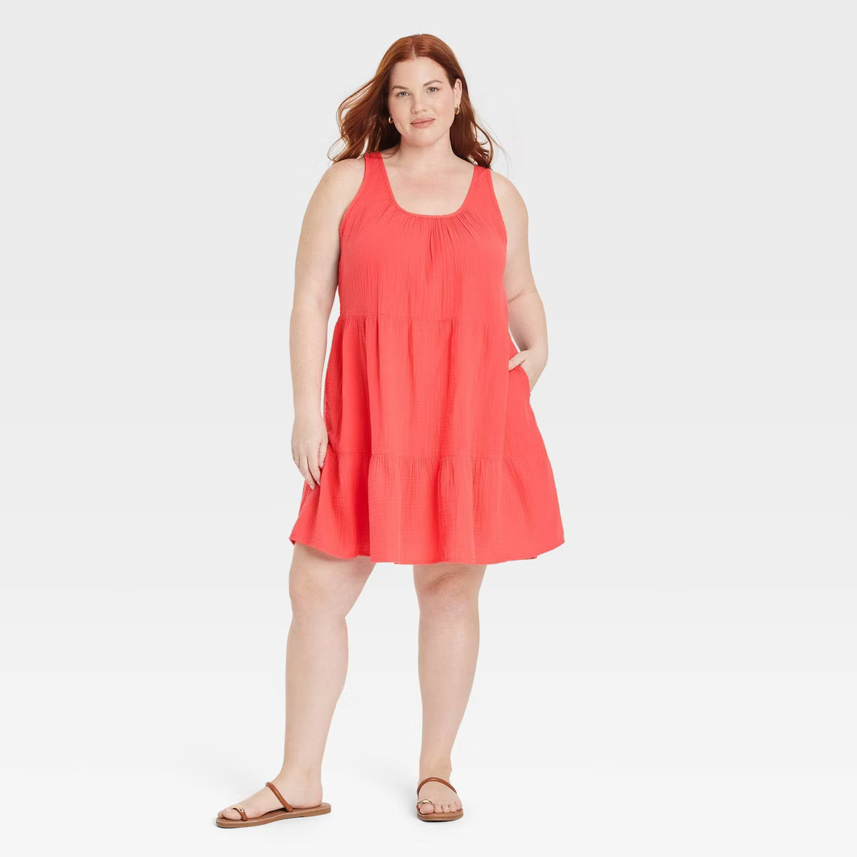 Women's Mini Sundress - Universal Thread™ Black 3X: Scoopneck, Sleeveless, Side Pocket | Target