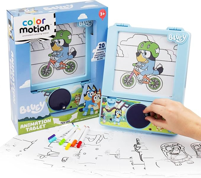 Bluey Motion Animation Tablet - Turn Drawings into Bluey with 20 Design Inserts, Coloring Markers... | Amazon (US)