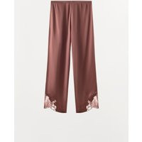 Zara - Satin Lace Pajama Trousers - Dusty Pink - L - Woman | Zara US
