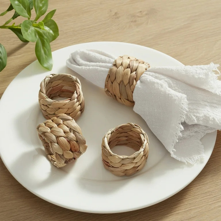 Better Homes & Gardens Natural Water Hyacinth Napkin Rings, Set of 4 | Walmart (US)