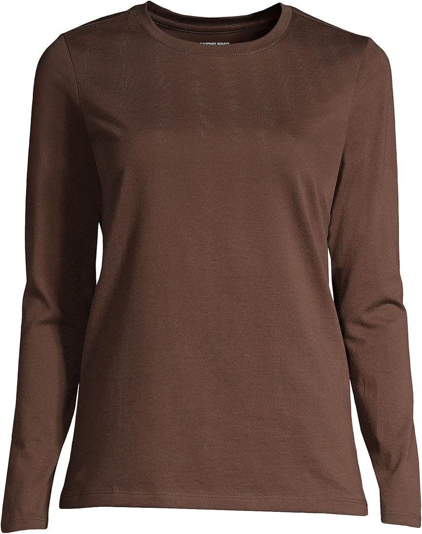 Lands' End Women's Relaxed Supima Cotton Long Sleeve Crewneck T-Shirt | Amazon (US)