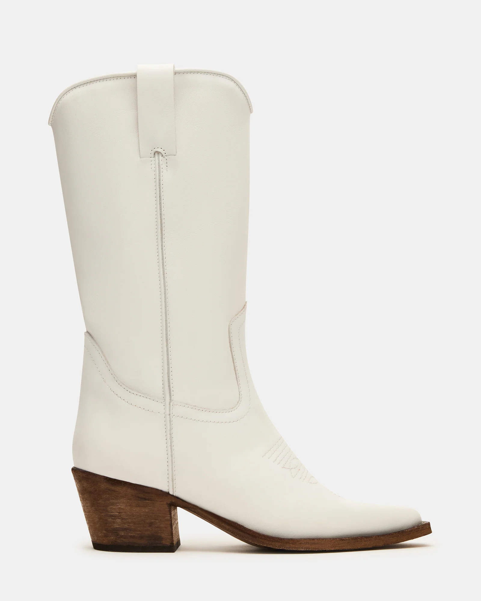 ALBANY White Leather Pointed-Toe Women's Western Boot | Steve Madden (US)