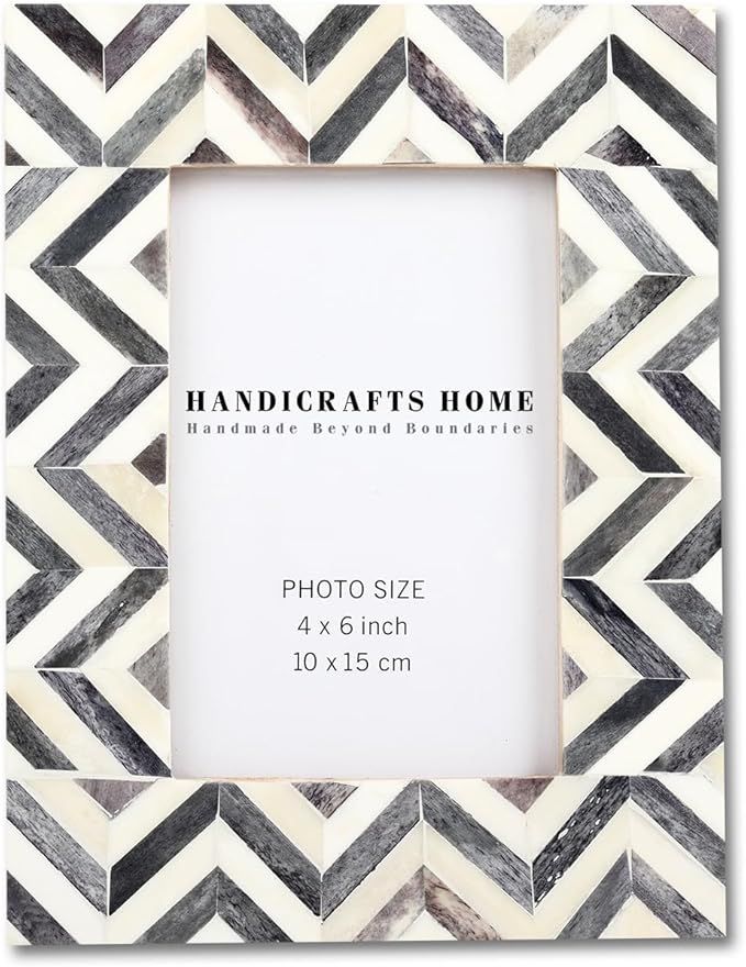Handicrafts Home 4x6 Picture Frames Photo Frame Chevron Herringbone Vintage Wooden (Grey) | Amazon (US)