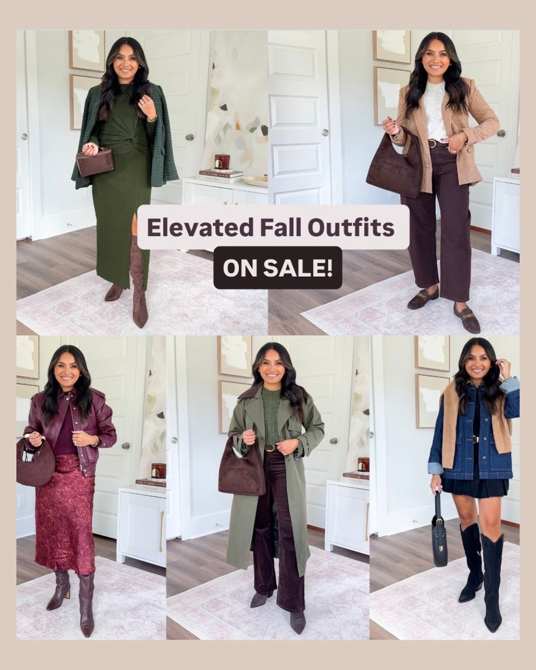 Elevated Fall Outfits - On Sale!
For reference: I’m 5’0, 32b bra size, and 2/26 in bottoms, pear shaped. 
*Everything I share is unaltered! TTS means true to size.

Green mountain evergreen color dress size xs regular - I wanted this to be a maxi dress length on me so I went with regular sizing - TTS!
Green melange blazer size 0 petite TTS
Brown tall boots size 5.5 TTS

Tan camel blazer size xxs petite - sized down a size, this blazer runs big
Ivory silver sand heather color sweater size xxs regular TTS
Dark brown belt size 27”-31” TTS
Brown iced espresso barrel jeans size 26 petite TTS
Brown suede loafers size 5.5 TTS

Garnet faux leather jacket size xs petie TTS
Burgundy red sweater size xs petite TTS
Garnet floral satin skirt size xs petite - wish I had gone with regular sizing, this fit a little snug in the waist and I wanted the skirt to be longer on me
Brown spiced pecan color boots size 5.5 TTS

Green grape leaf color trench coat size xs petite TTS
Oliver green sweater size xxs regular TTS
Dark brown belt size 27”-31” TTS
Corduroy pants size 26 petite - these run snug in the waist, I would size up a size!
Dark brown boots size 5.5 TTS

Denim barn jacket size xxs petite - these jacet runs big so I sized down a size!
Black bodysuit - old, similar linked
Tan camel sweater size xs TTS
Western belt - old, similar linked
Black pleated skirt size small petite TTS
Black cowgirl suede boots size 5.5 TTS

Elevated Fall Outfits 2025
Chic Fall Outfit Ideas
Fall Capsule Wardrobe Outfits
Fall Outfits for Every Occasion
Classy Fall Outfit Inspiration
Fall Outfits on Sale
Affordable Elevated Fashion
Fall Wardrobe Deals 2025
Petite Friendly Outfits on Sale
Fall Fashion Finds Under $100
Fall outfits on sale
best fall sales 2025
Petite 5’0 Fashion
Rachel Miranda Blog
Honeysweetpetite
Honey Sweet Petite


Comment SHOP below to receive a DM with the link to this post on my LTK ⬇ https://liketk.it/5pg7L #ltksalealert #ltkpetite #ltkfallsale

#LTKFallSale #LTKSaleAlert #LTKPetite
