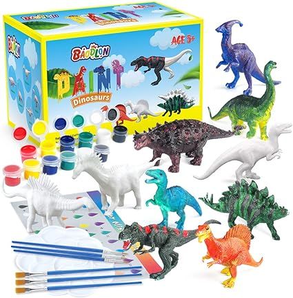 Baodlon Kids Arts Crafts Set Dinosaur Toy Painting Kit - 10 Dinosaur Figurines, Decorate Your Din... | Amazon (US)