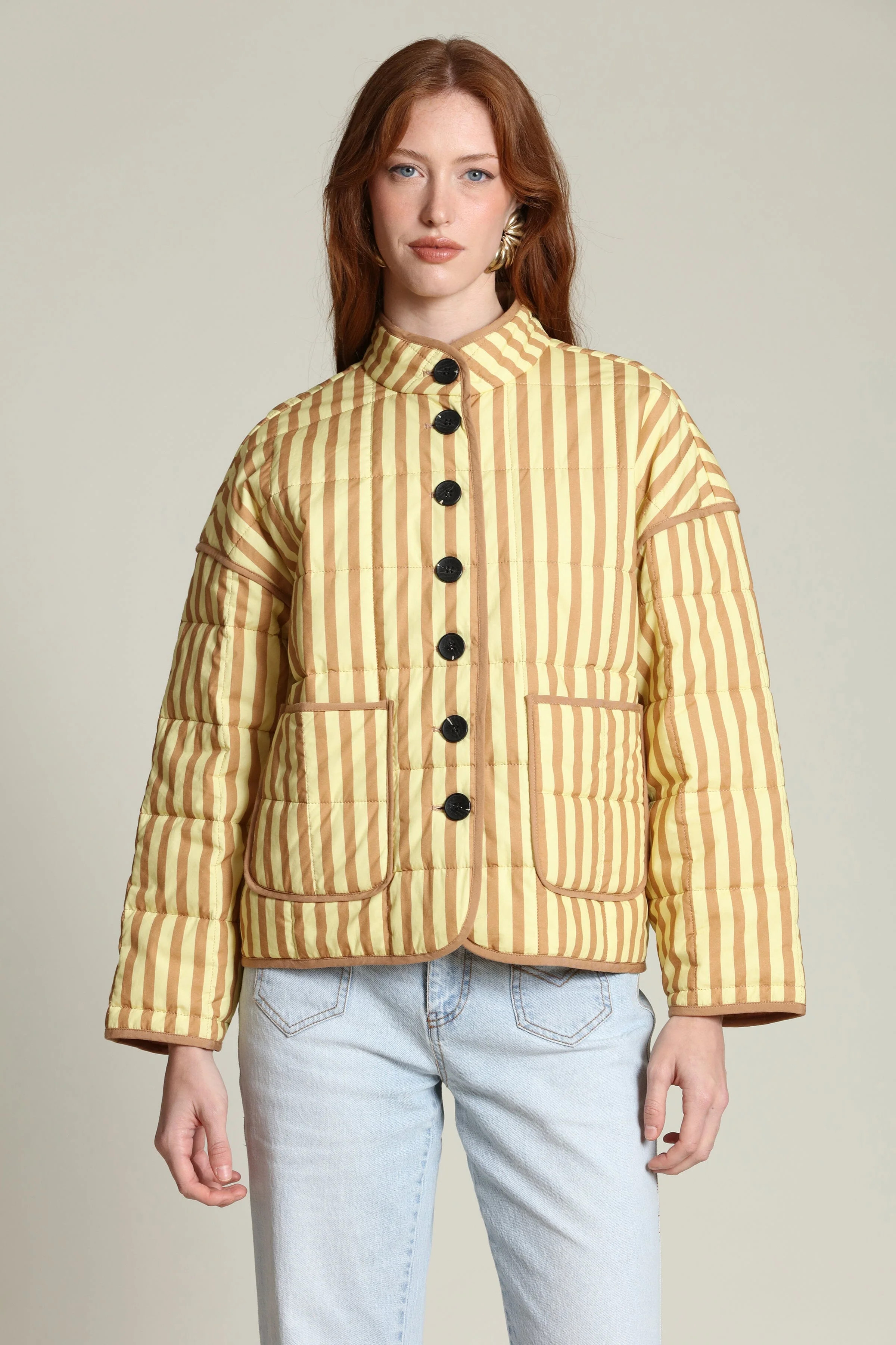 Striped Cotton Blend Quilted Jacket | Avec Les Filles