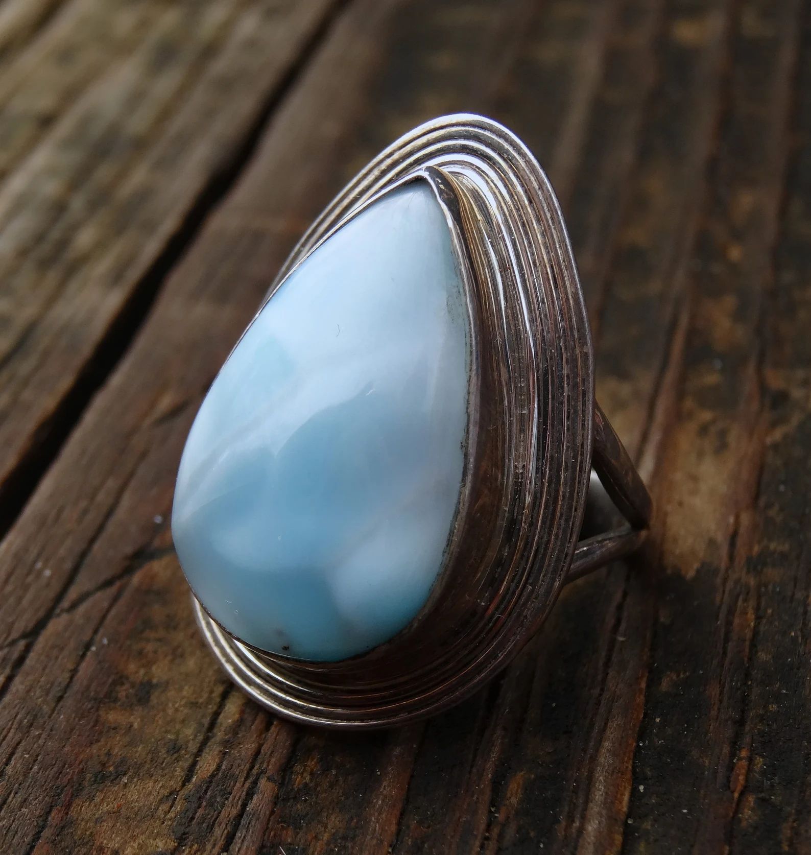 925 Large Blue Larimar Ring Size 8.5, Sterling Silver, Natural Stone Carribean Larimar Gemstone S... | Etsy (US)