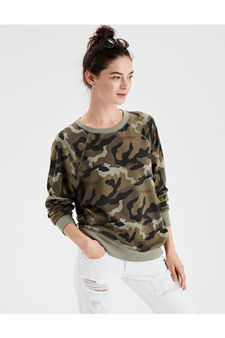 AE Camo Crew Neck Sweatshirt | American Eagle Outfitters (US & CA)