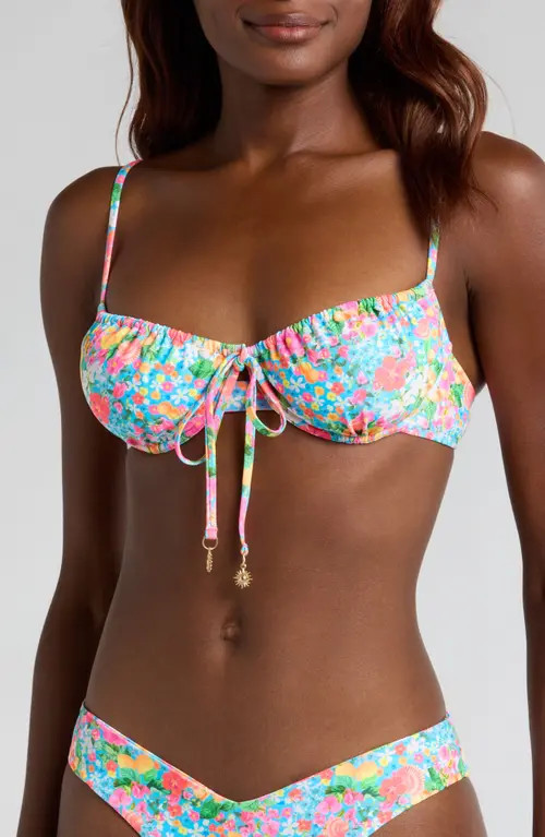 Kulani Kinis Ruched Underwire Bikini Top in Mermaid Garden at Nordstrom, Size X-Small | Nordstrom