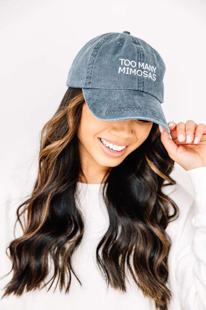 Too Many Mimosas Gray Embroidered Hat | The Mint Julep Boutique