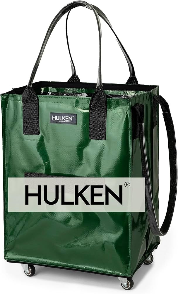 HULKEN - (Medium, Forest Green) Reusable Grocery Bag On Wheels, Shopping Trolley, Rolling Tote, Z... | Amazon (US)