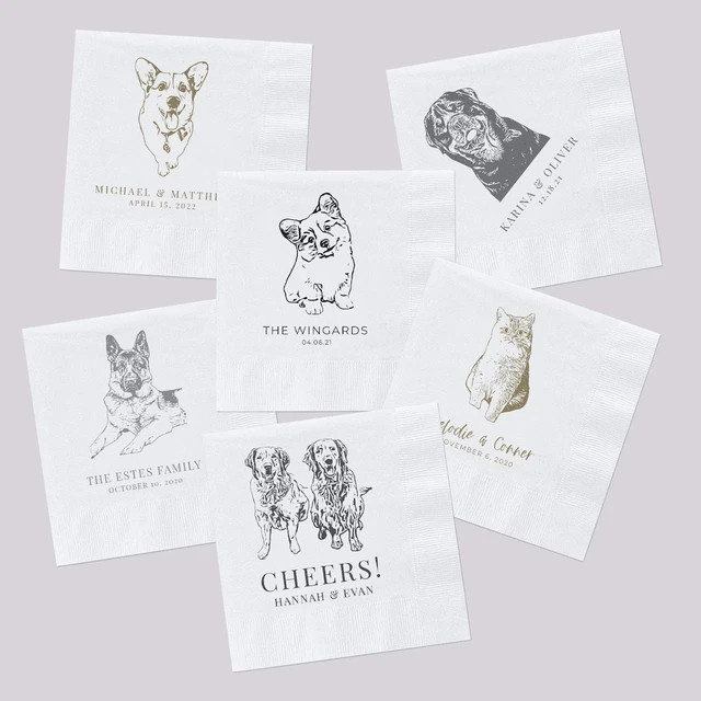 Personalized Pet Wedding Cocktail Napkins, Custom Wedding Napkins, Dog Cocktail Napkins Wedding, ... | AliExpress (US)