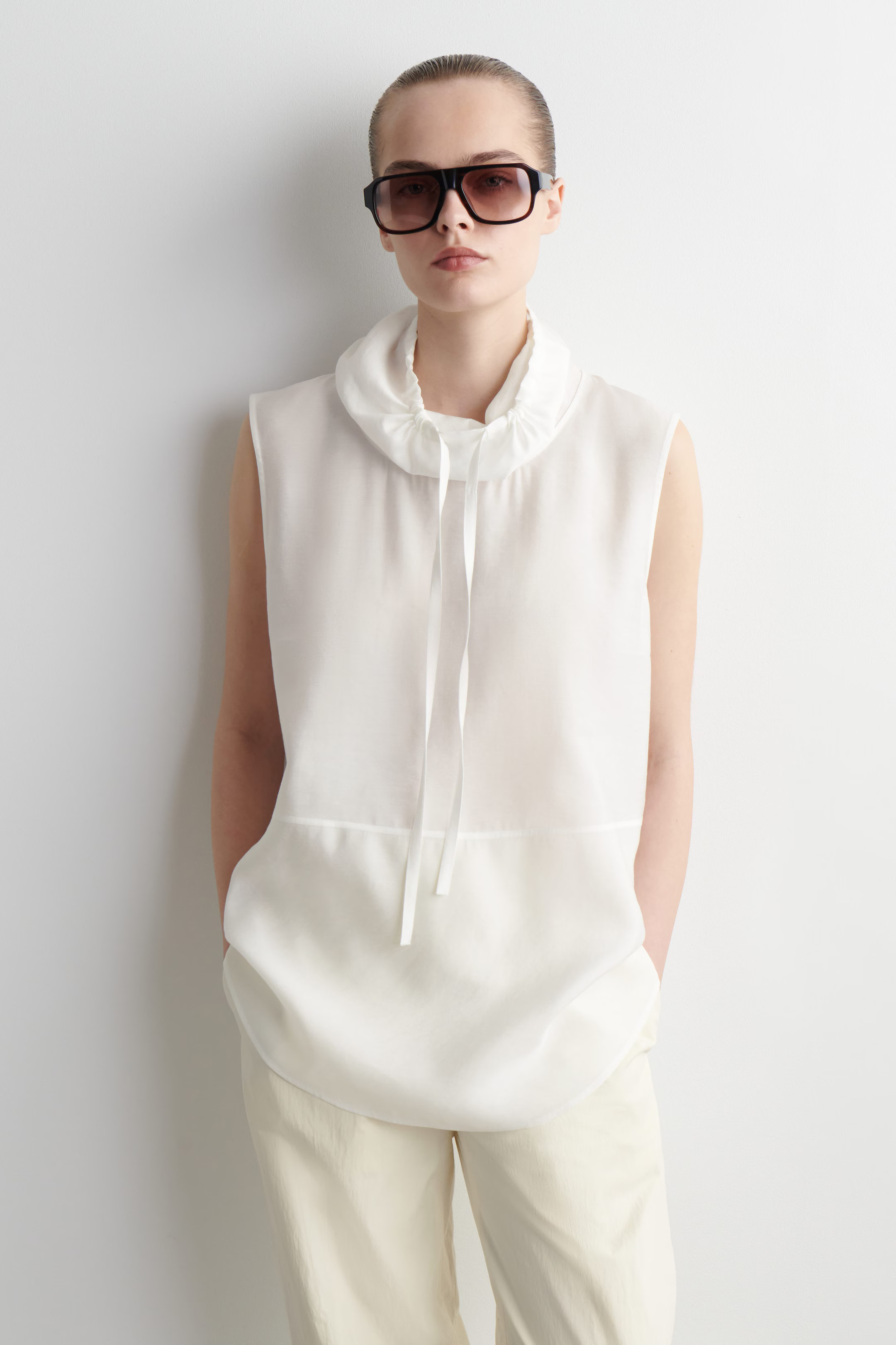 DRAWSTRING SLEEVELESS TOP - WHITE | COS US | COS (US)