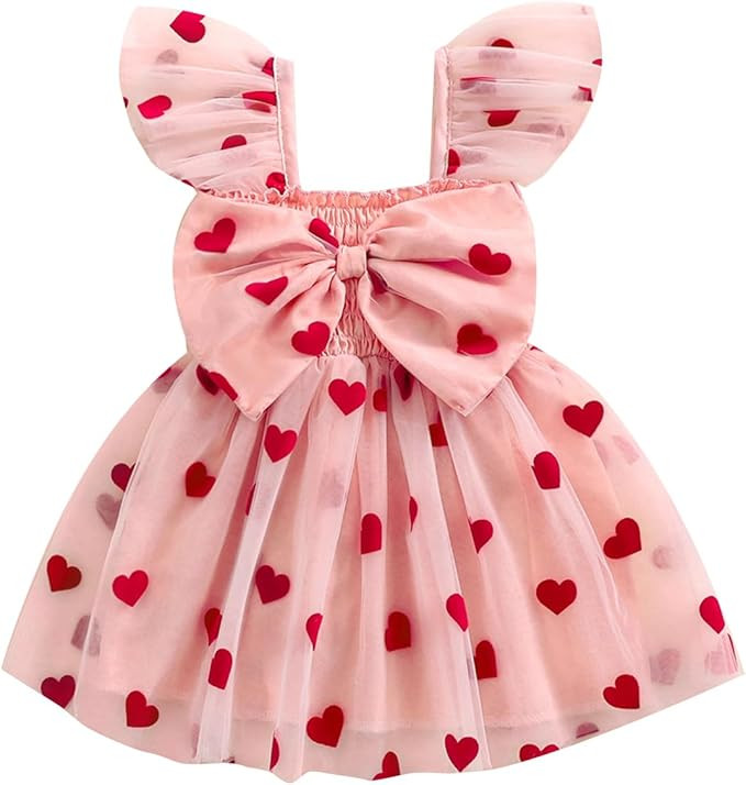 Toddler Baby Girl St Patricks Day Outfit Clover Print Ruffle Sleeve Bowknot Tulle Dress Girls Par... | Amazon (US)